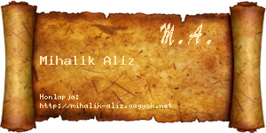 Mihalik Aliz névjegykártya